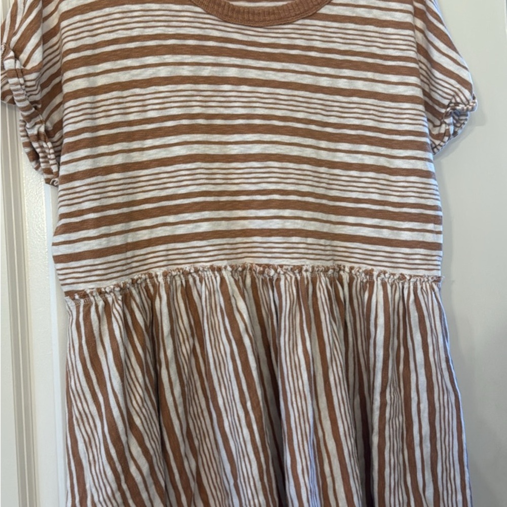 Striped Brown and White Kids Dress